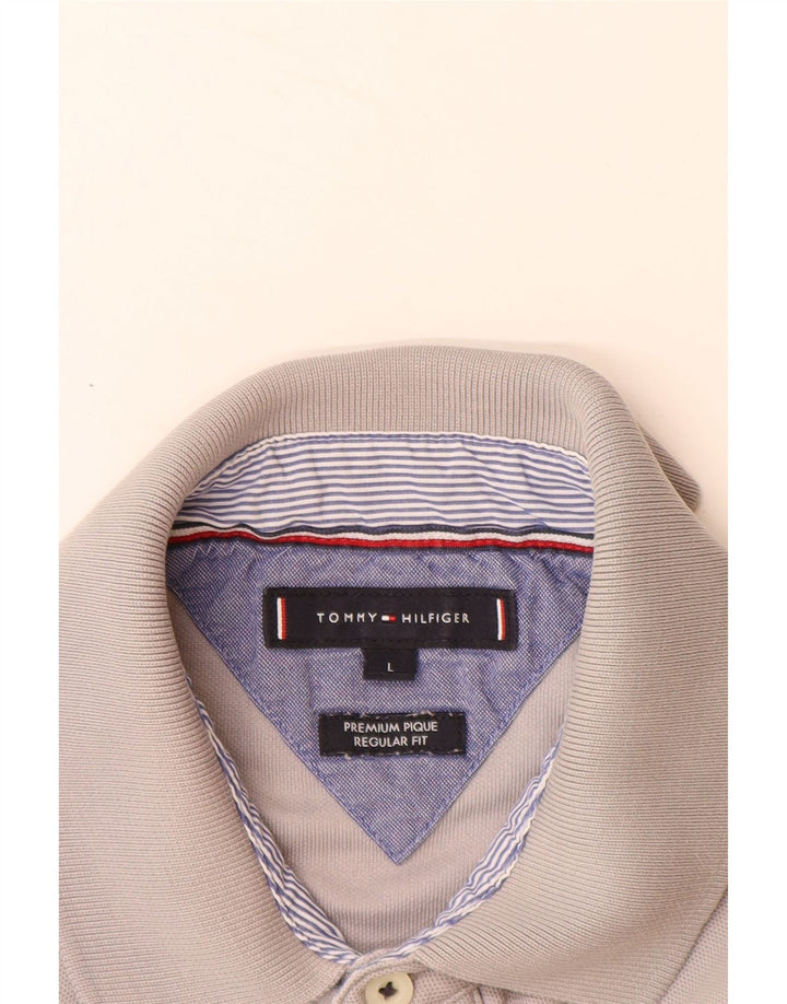 Camisa polo masculina TOMMY HILFIGER regular fit grande algodão cinza