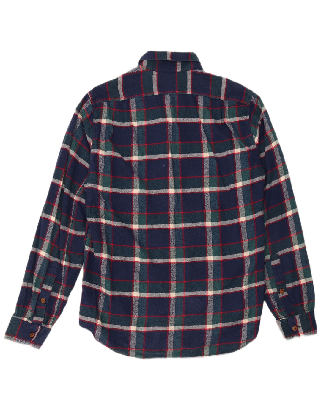 J. CREW Camisa masculina de flanela fina pequena de algodão xadrez azul marinho