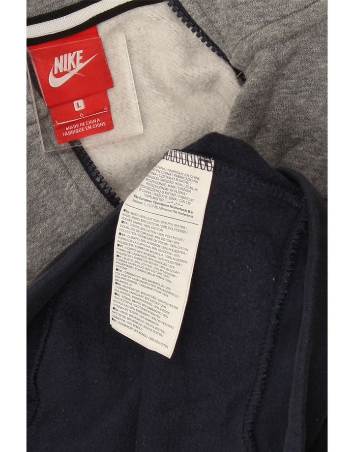 Suéter masculino NIKE com capuz e zíper gráfico grande bloco colorido multicolorido