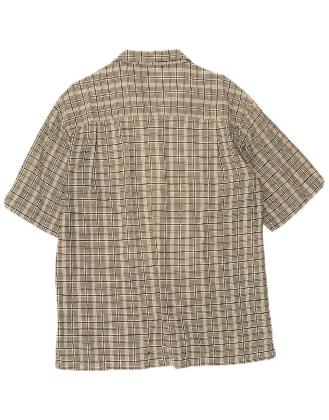 Columbia Camisa masculina de manga curta médio cáqui algodão xadrez