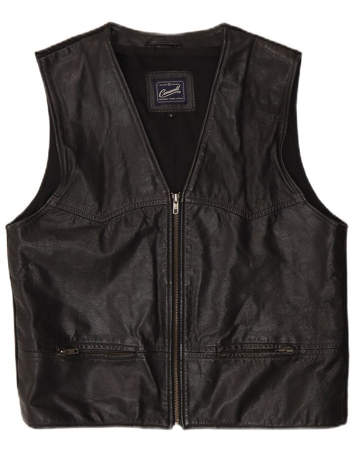 Colete de couro feminino Conwell Reino Unido 16 grande couro preto