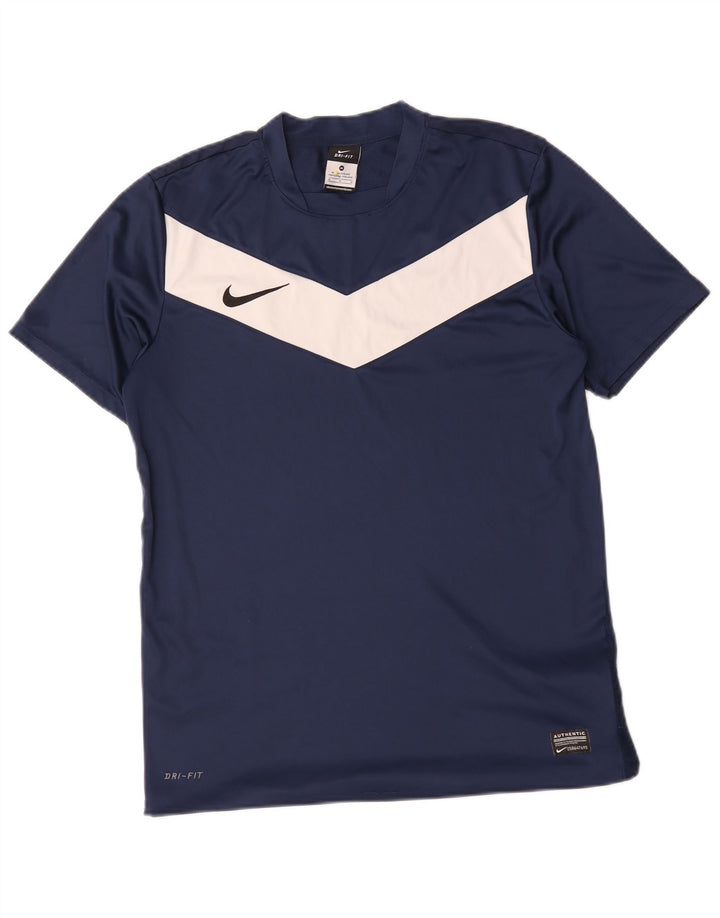 Camiseta Nike Masculina Dri Fit Top Médio Azul Marinho Colourblock Poliéster