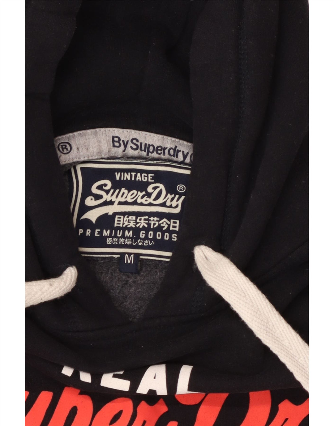 SUPERDRY moletom com capuz gráfico masculino médio algodão preto