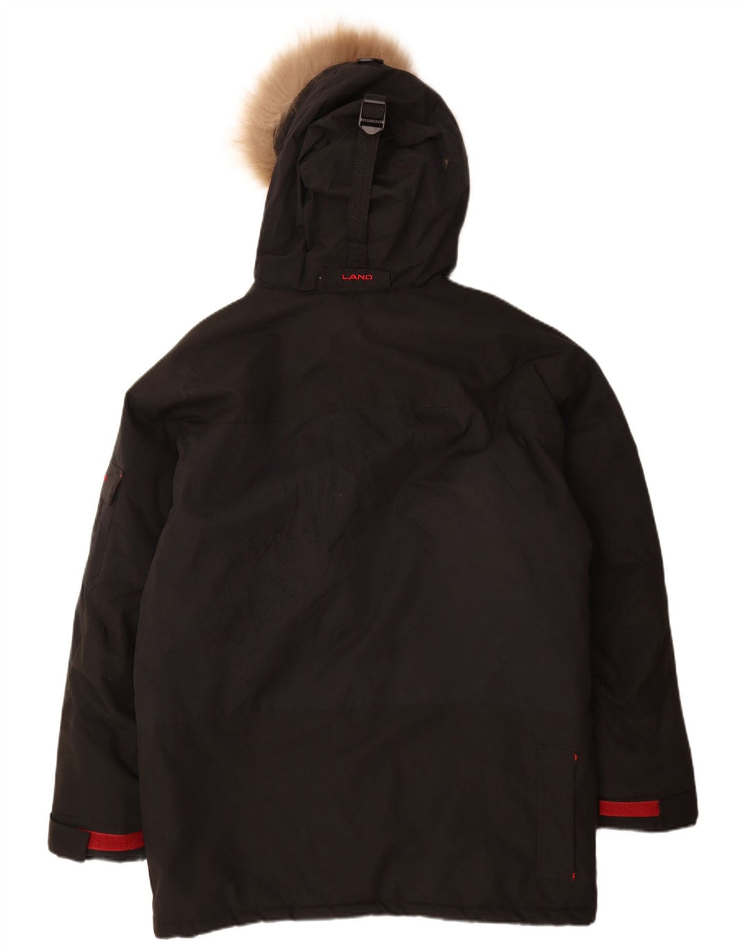 Jaqueta Parka masculina vintage com capuz UK 38 nylon preto médio