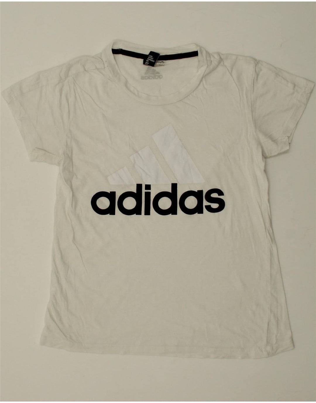 ADIDAS Girls Graphic T-Shirt Top 13-14 Years White Cotton Vintage Adidas and Second-Hand Adidas from Messina Hembry 