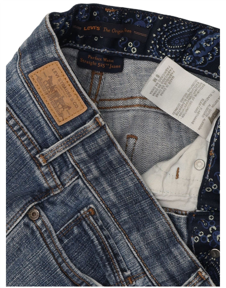 Levi's feminino 525 jeans retos US 6 médio W28 L31 algodão azul