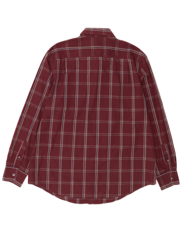 Camisa masculina Dockers tamanho 16 16 1/2 grande algodão xadrez vermelho
