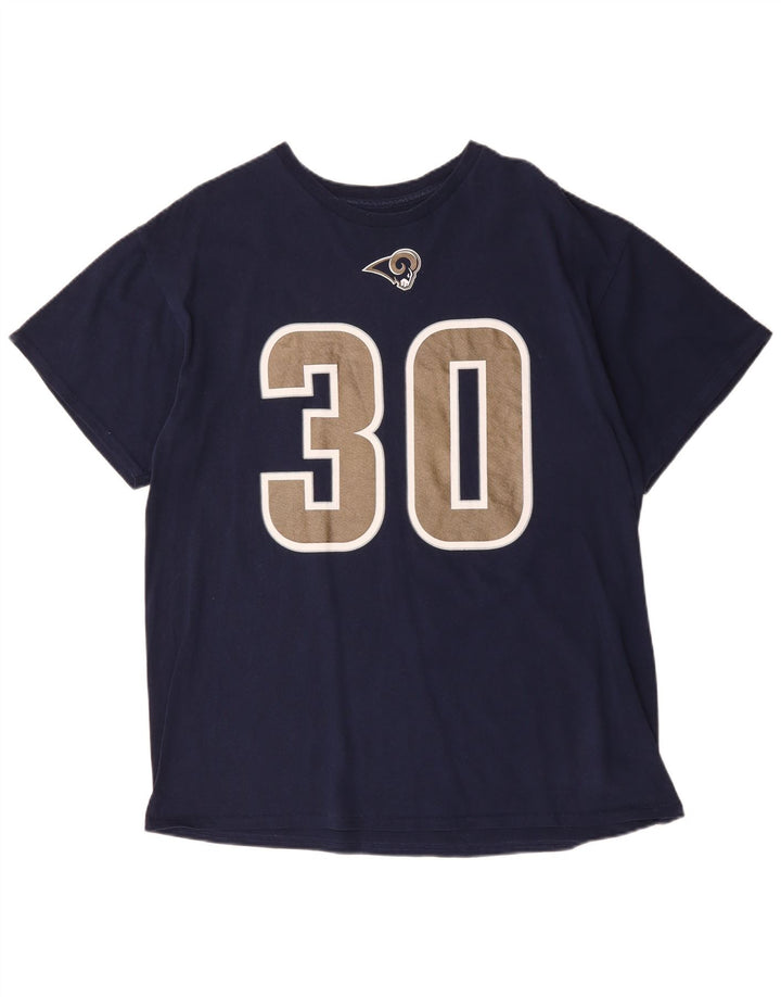 Camiseta masculina MAJESTIC Todd Gurley II com estampa gráfica XL azul marinho algodão