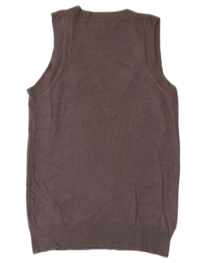 Zara Womens Vest Tank Top UK 12 Viscose cinza médio