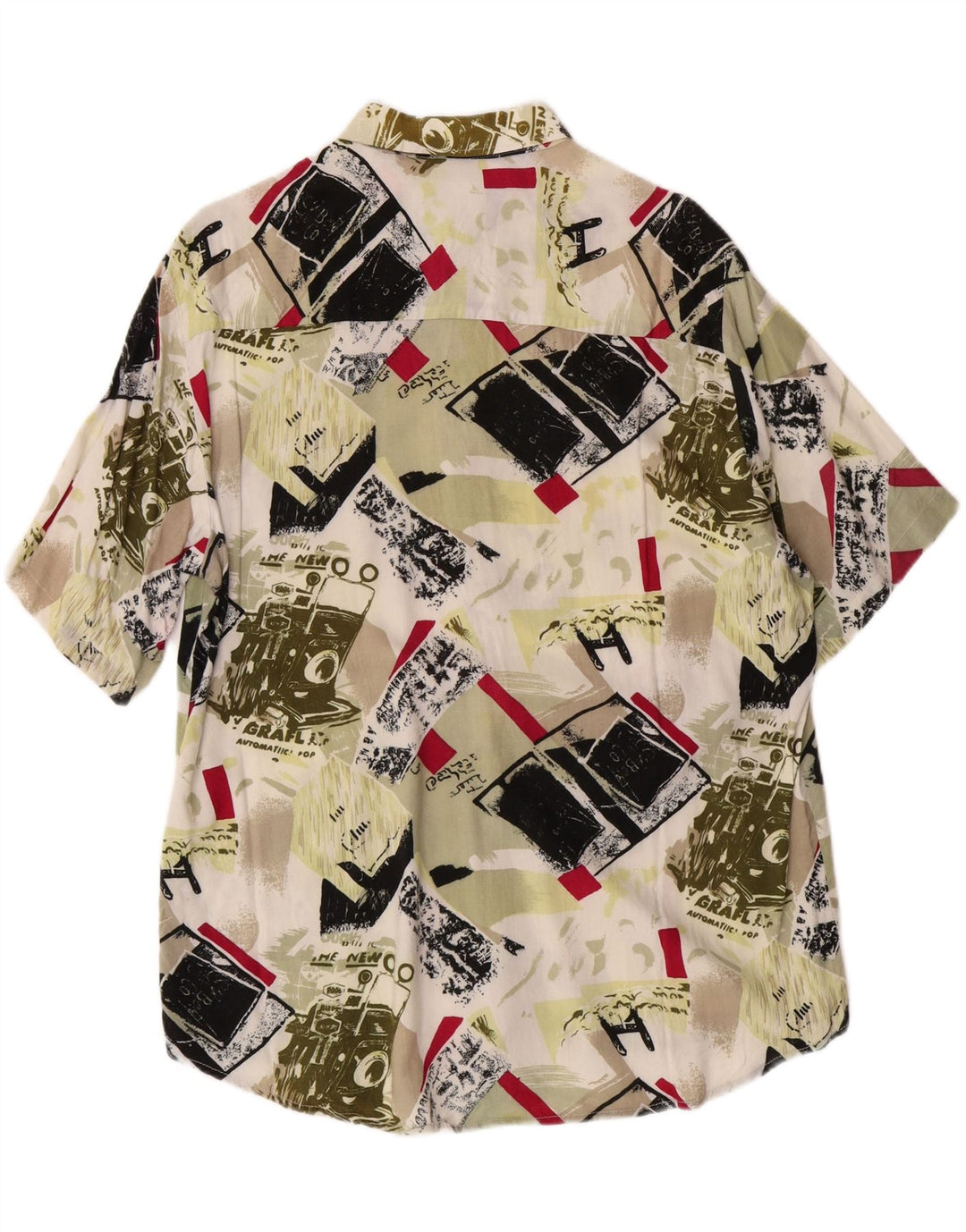 Camisa masculina VINTAGE de manga curta grande verde patchwork viscose