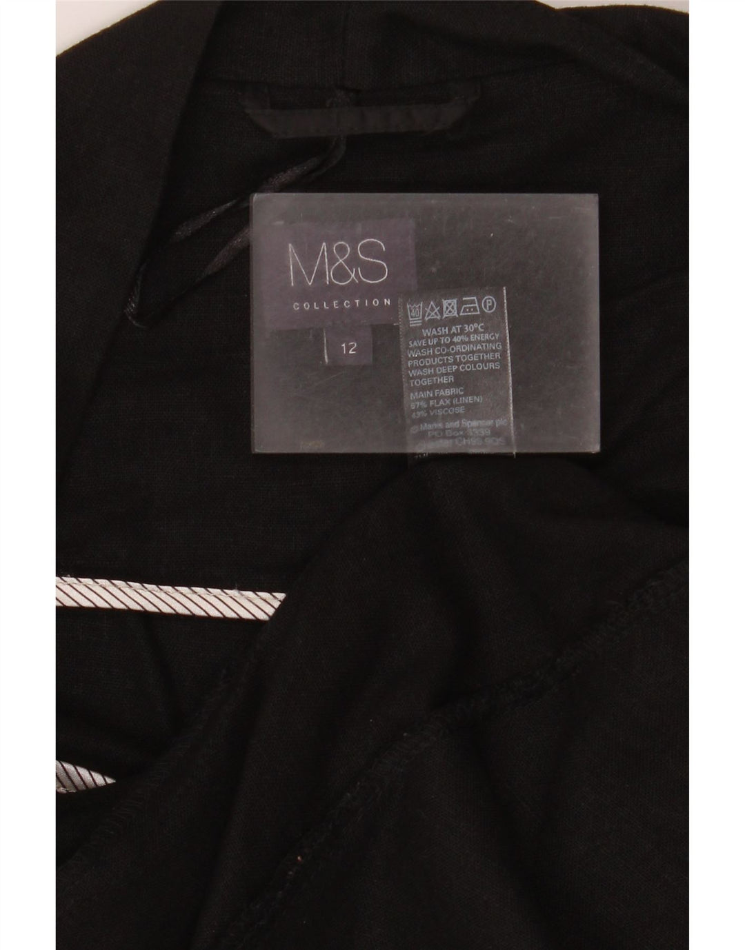 Jaqueta blazer aberta feminina da Marks & Spencer Reino Unido 12 linho preto médio