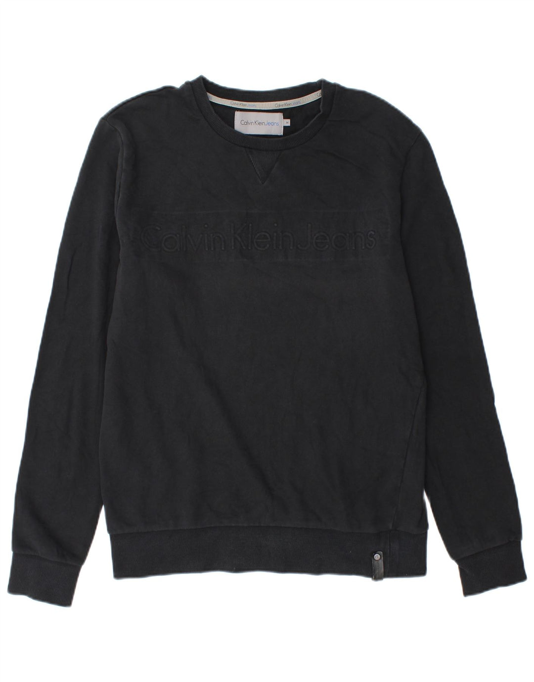 Calvin Klein Jeans Masculino moletom gráfico jumper médio algodão preto