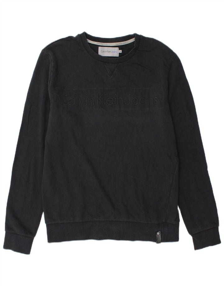 Calvin Klein Jeans Masculino moletom gráfico jumper médio algodão preto