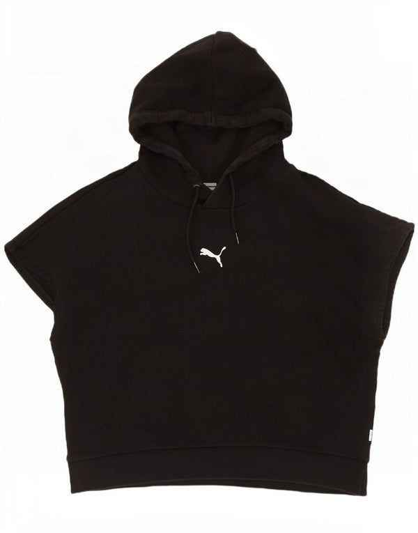 Suéter feminino Puma Crop manga curta com capuz UK 10 pequeno preto