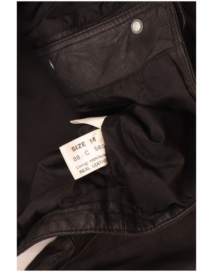Jaqueta de couro feminina vintage Reino Unido 16 grande couro preto