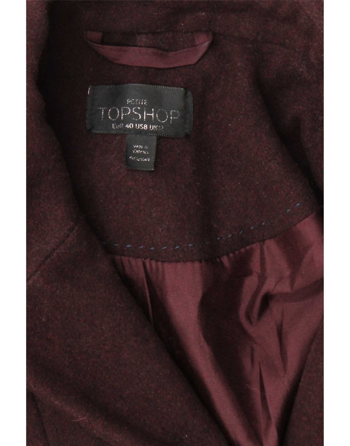 Sobretudo feminino Topshop UK 12 poliéster médio Borgonha
