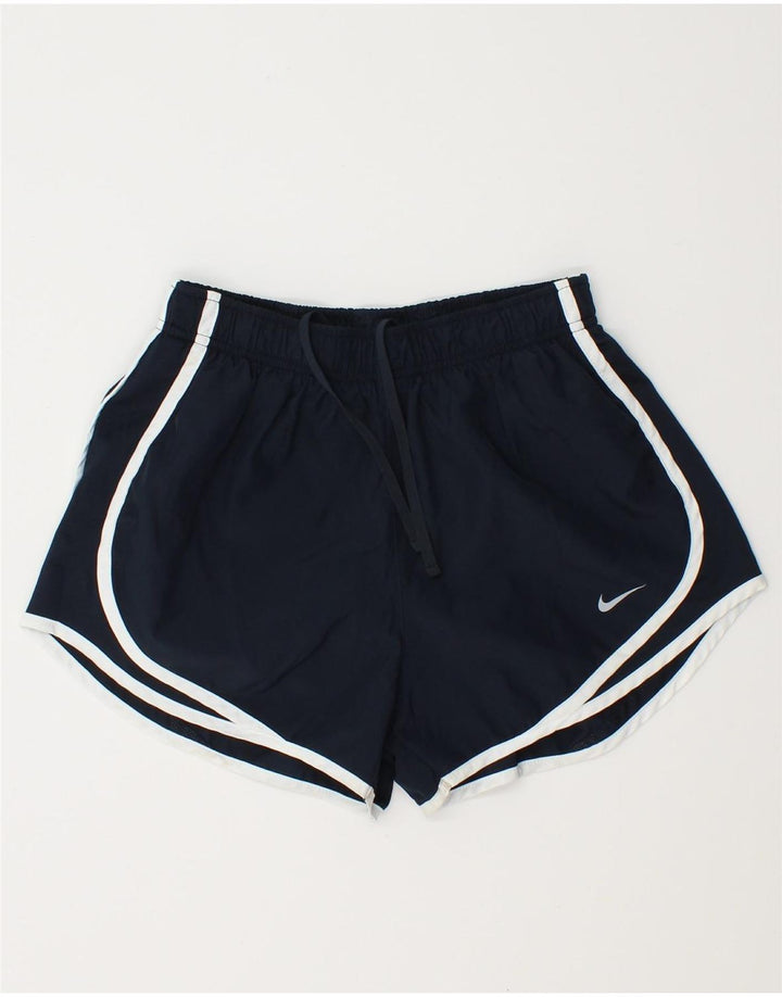 Shorts esportivo feminino NIKE Dri Fit UK 10 pequeno azul marinho poliéster