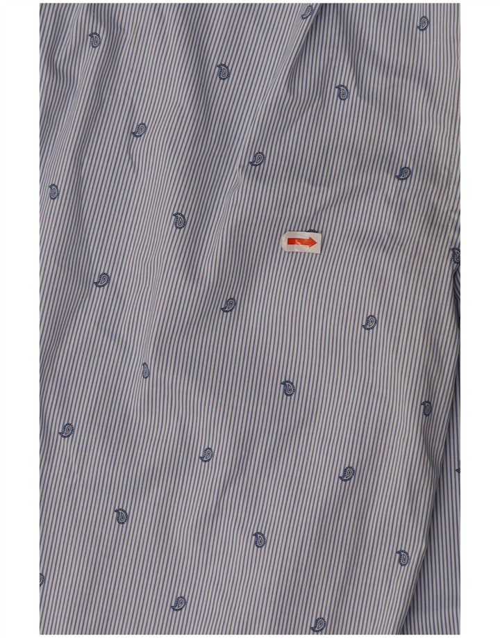 Camisa elástica masculina TOMMY HILFIGER tamanho 15 1/2 risca de giz azul médio