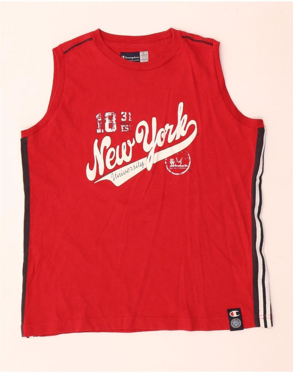 CHAMPION Colete gráfico para meninos 11-12 anos grande algodão colorido vermelho