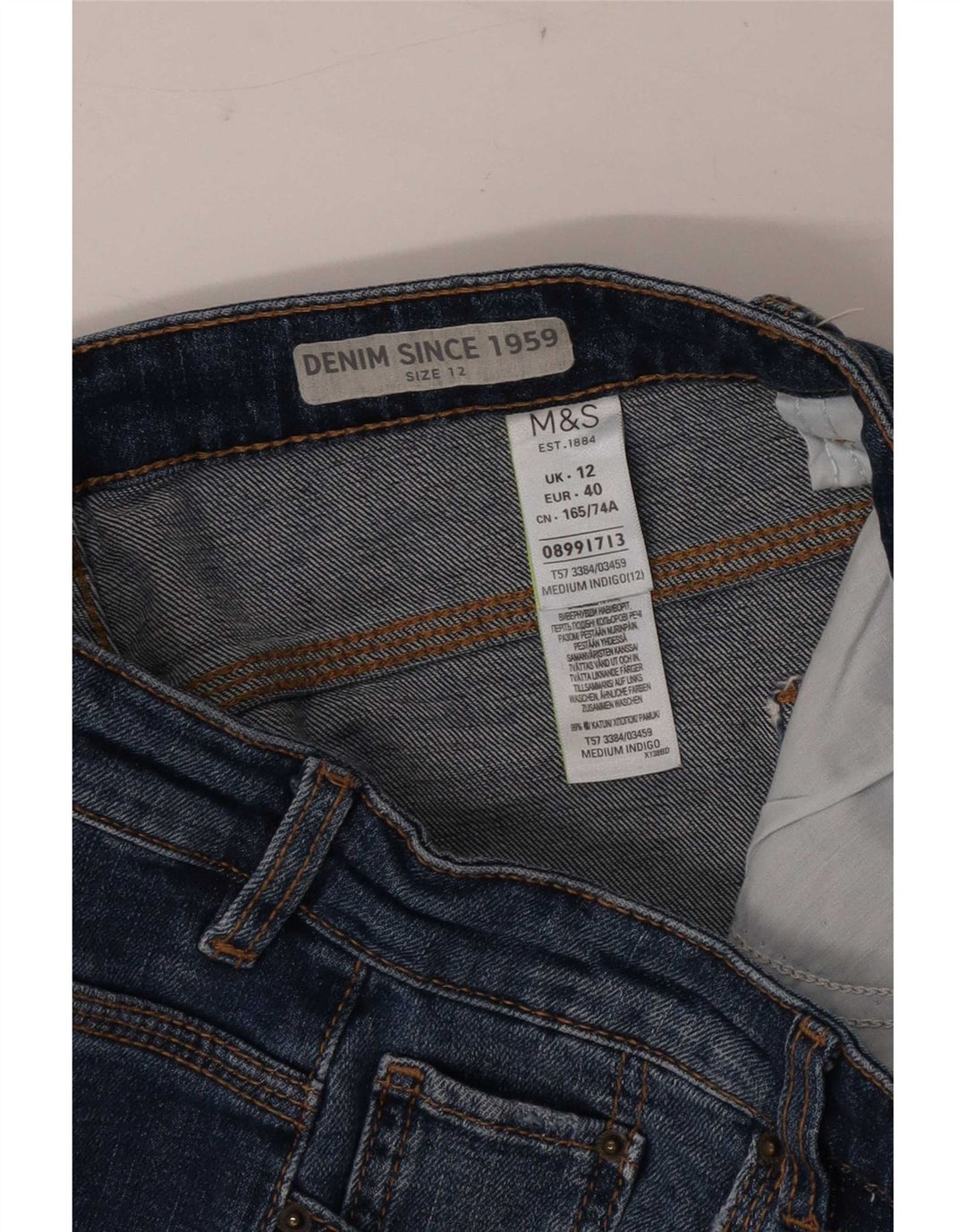 Shorts jeans feminino Marks & Spencer UK 12 médio W30 algodão azul