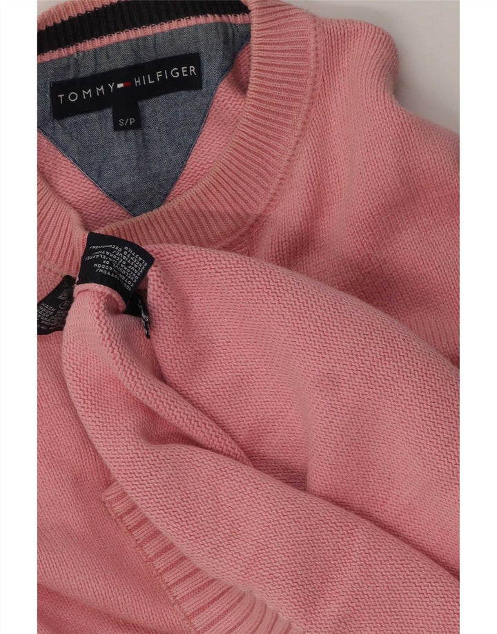 Suéter masculino Tommy Hilfiger com gola redonda, pequeno algodão rosa