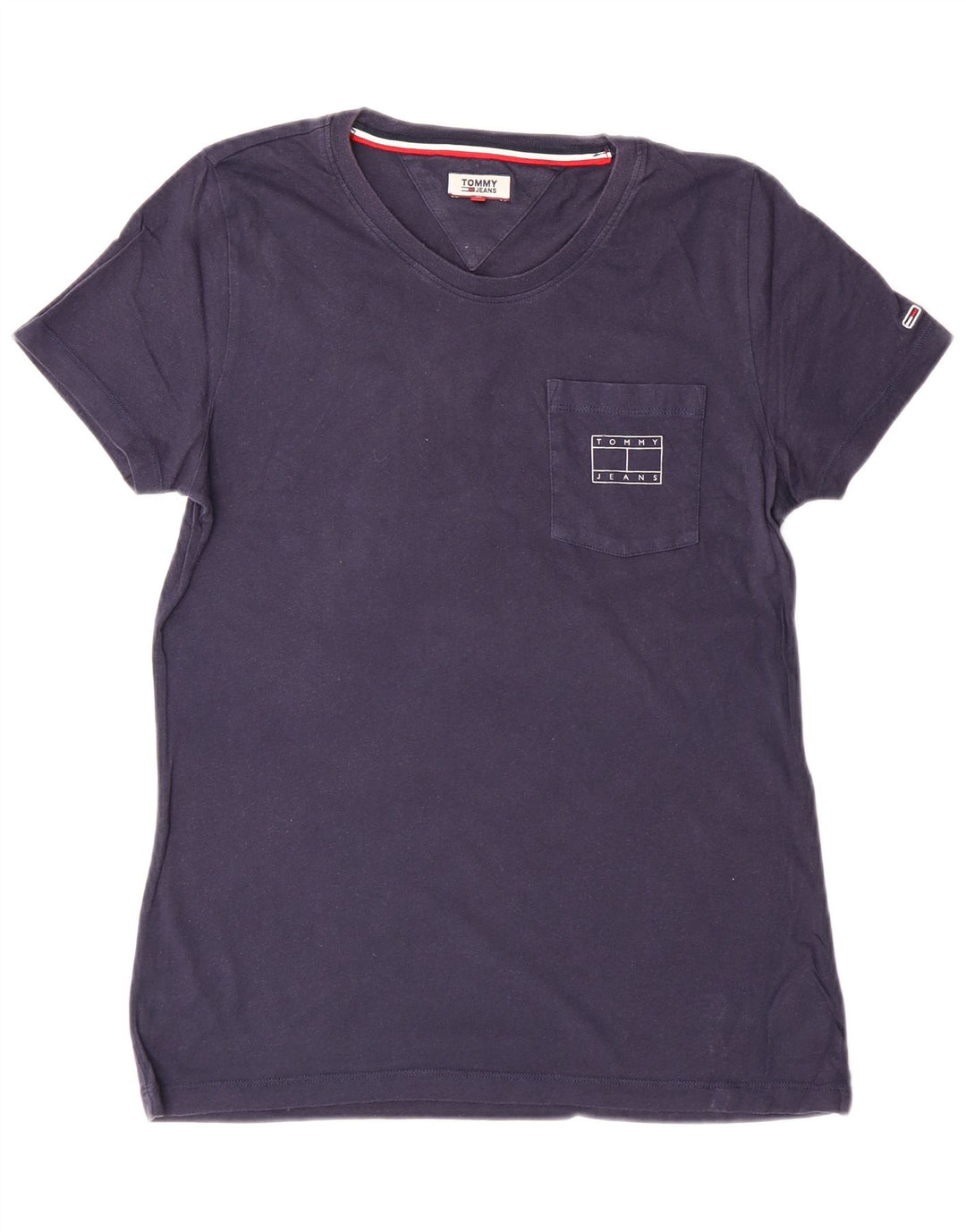 Camiseta feminina Tommy Hilfiger top médio algodão azul marinho