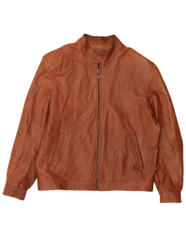 Jaqueta de couro bomber masculina vintage UK 42 XL marrom