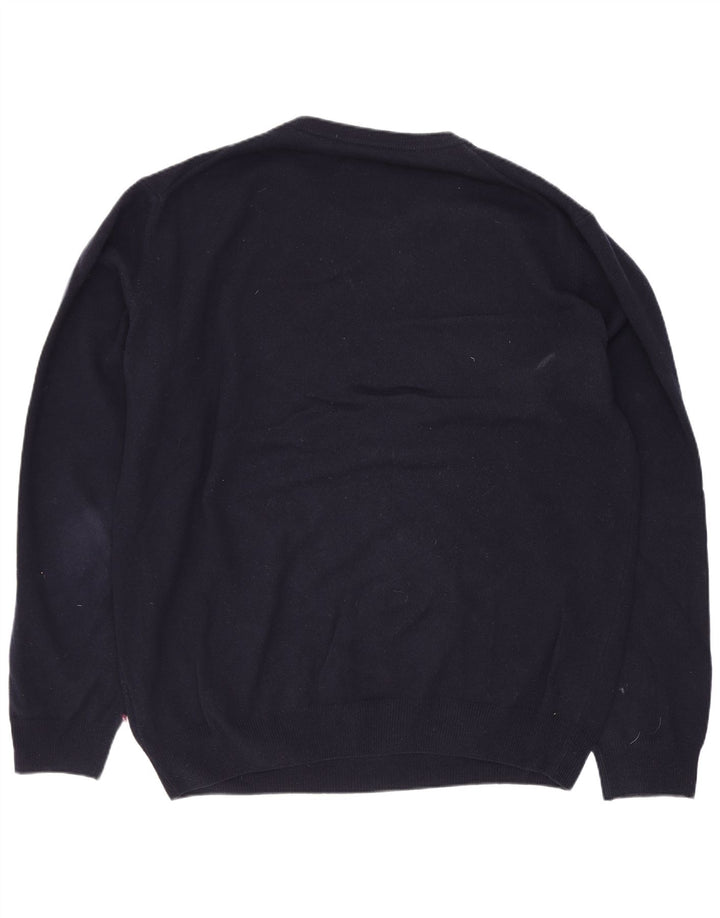 Suéter masculino Gant com gola redonda e lã de cordeiro azul marinho XL