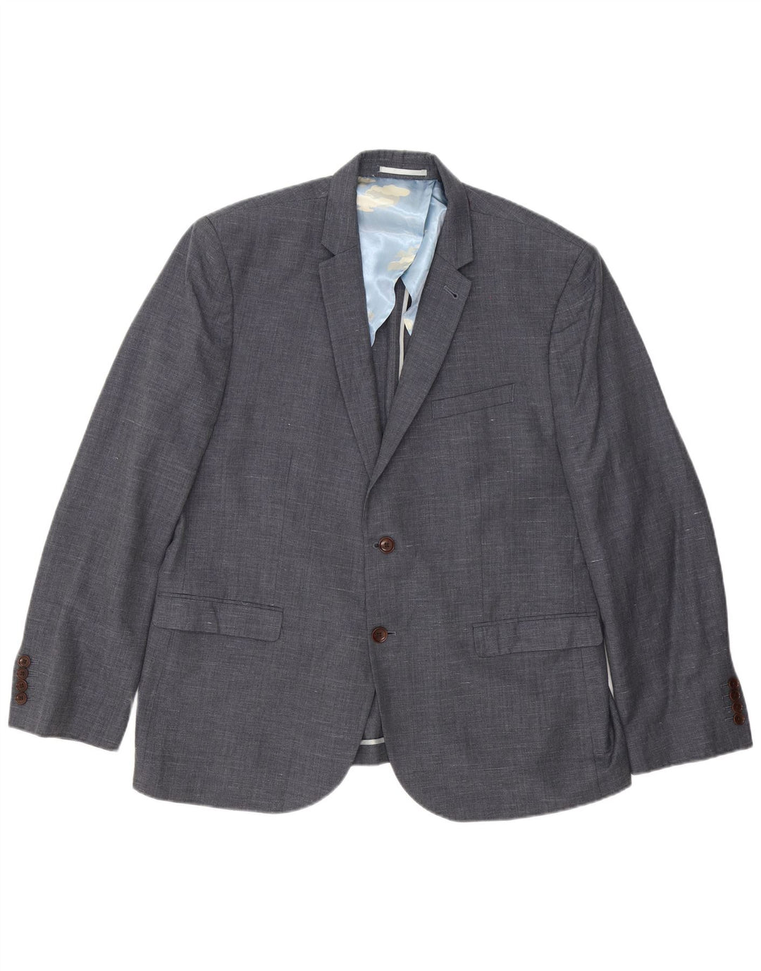 Jaqueta blazer masculina Joules com 2 botões Slim Fit Reino Unido 48 4XL lã manchada cinza