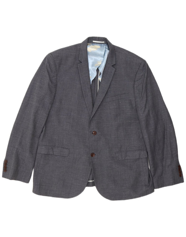 Jaqueta blazer masculina Joules com 2 botões Slim Fit Reino Unido 48 4XL lã manchada cinza