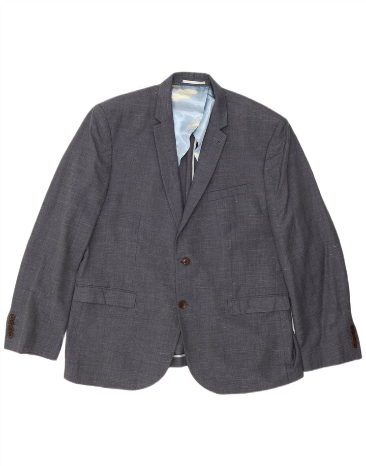 Jaqueta blazer masculina Joules com 2 botões Slim Fit Reino Unido 48 4XL lã manchada cinza