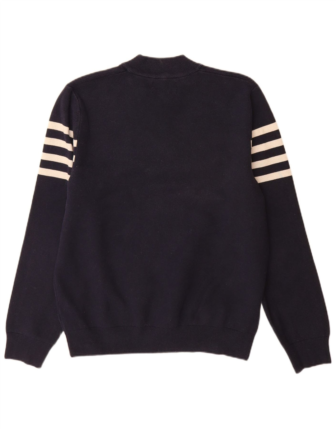 Suéter masculino Marks & Spencer com zíper e gola grande listrado azul marinho
