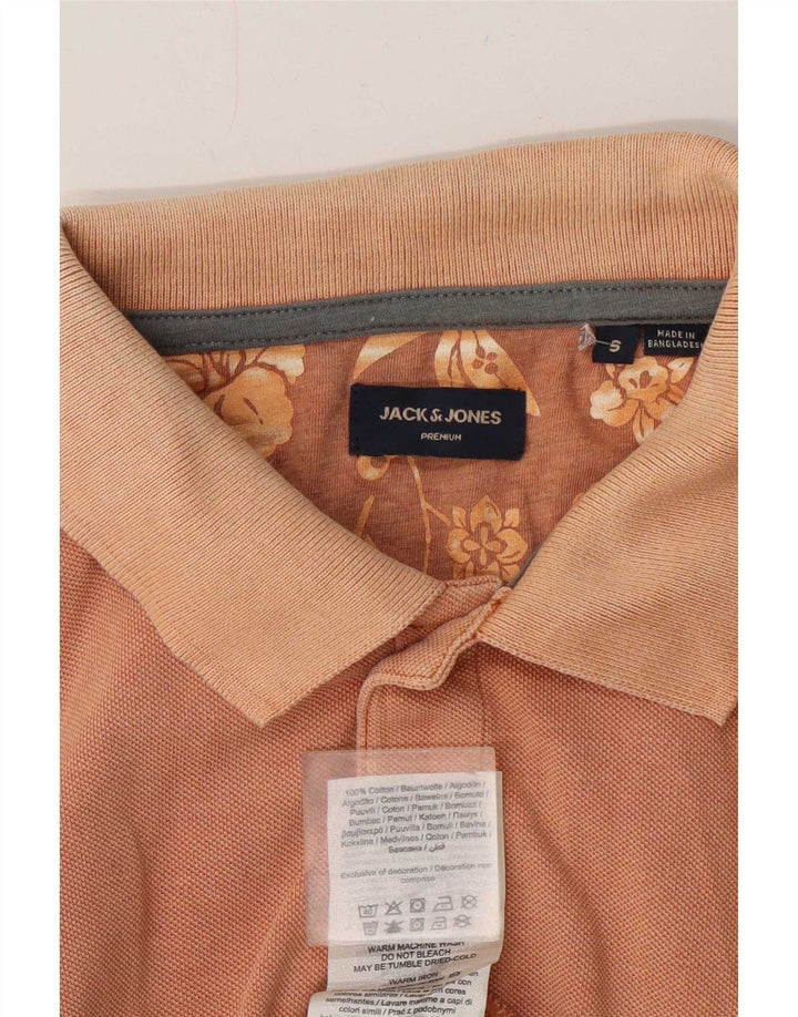 Camisa polo masculina Jack & Jones pequena laranja algodão