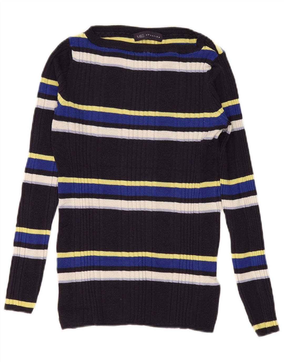 Suéter feminino Marks & Spencer com gola canoa Reino Unido 12 médio azul marinho