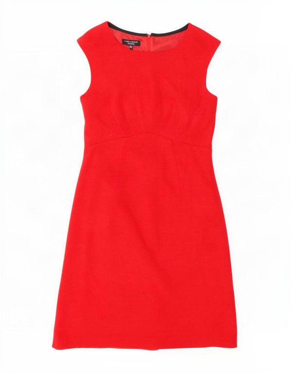 Vestido feminino Laura Ashley sem mangas com bainha UK 12 acrílico vermelho médio