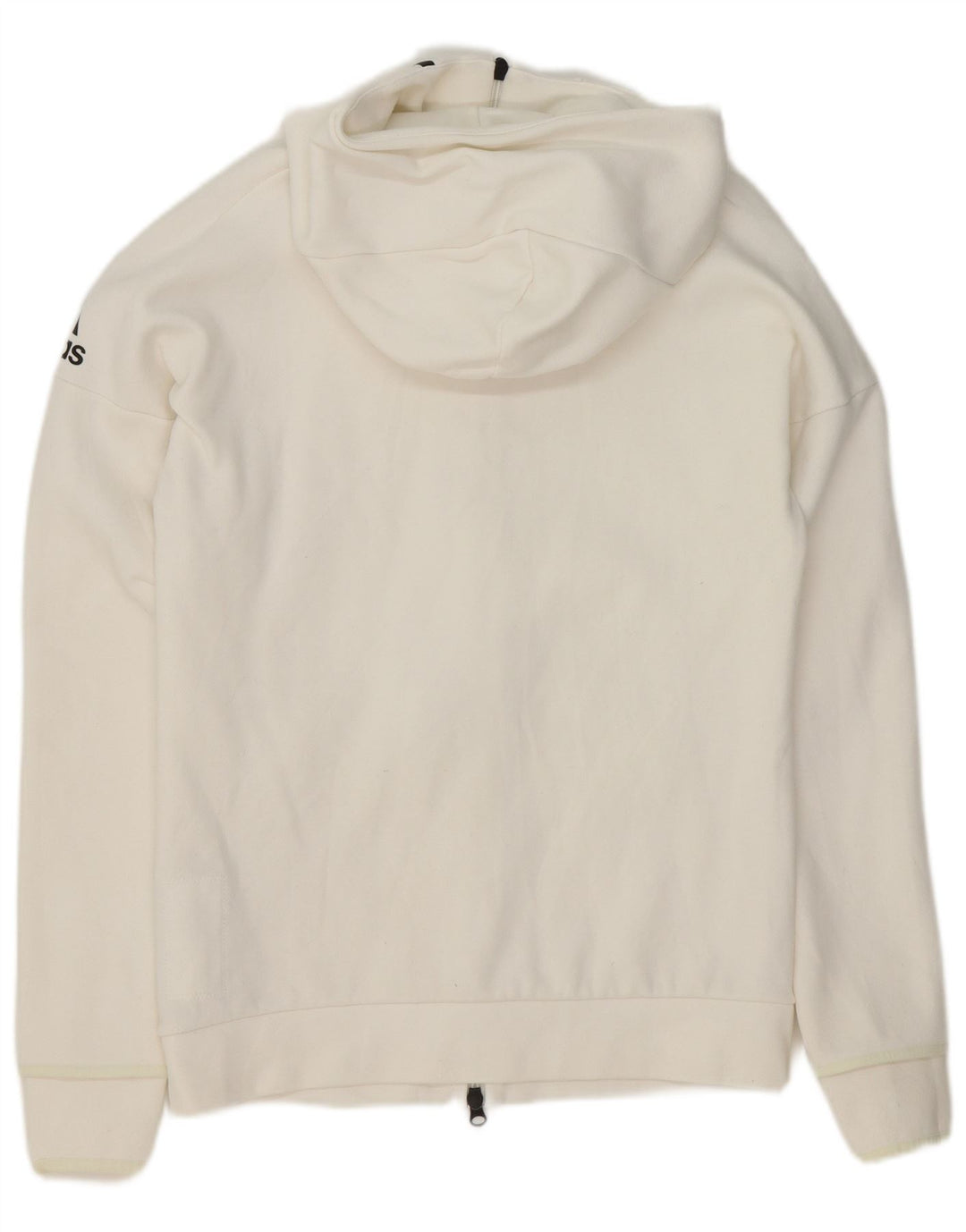 ADIDAS Mens Graphic Zip Hoodie Suéter Pequeno Branco