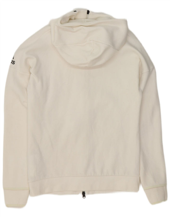 ADIDAS Mens Graphic Zip Hoodie Suéter Pequeno Branco