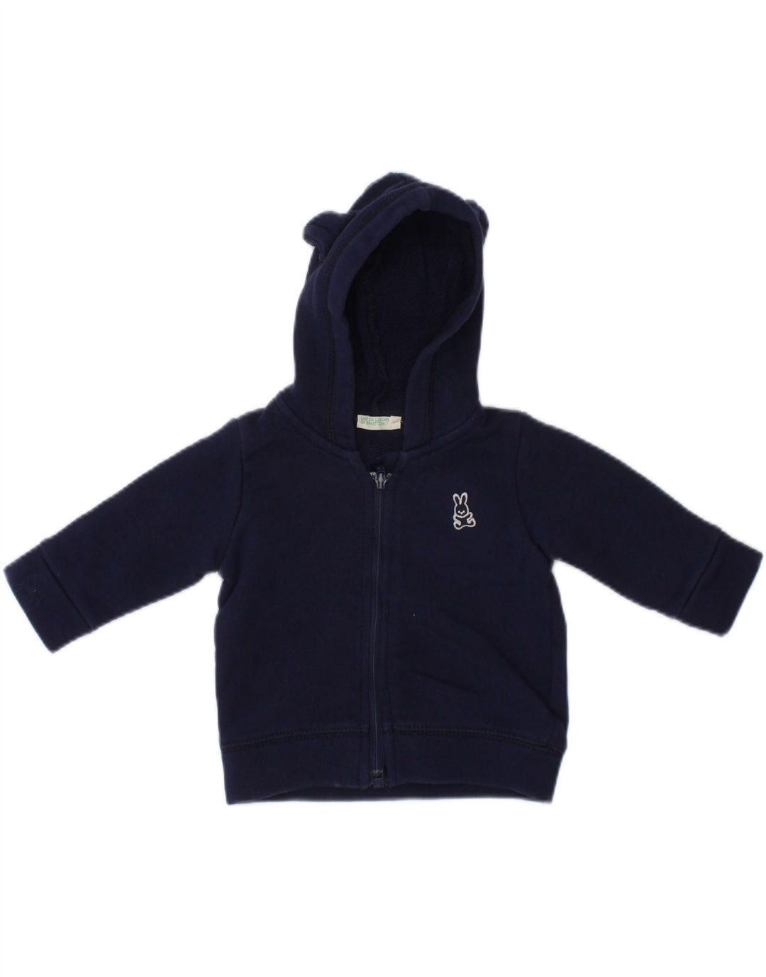 Suéter BENETTON bebê menino com capuz e zíper 0-3 meses algodão azul marinho