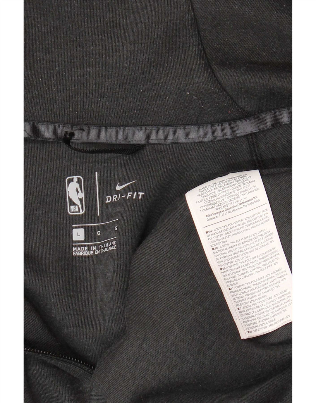 Suéter masculino NBA com capuz e zíper gráfico grande cinza colorido bloco de poliéster