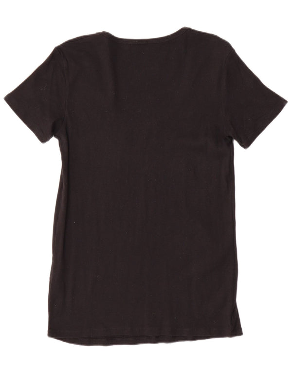 Camiseta feminina gráfica Benetton UK 14 grande algodão preto