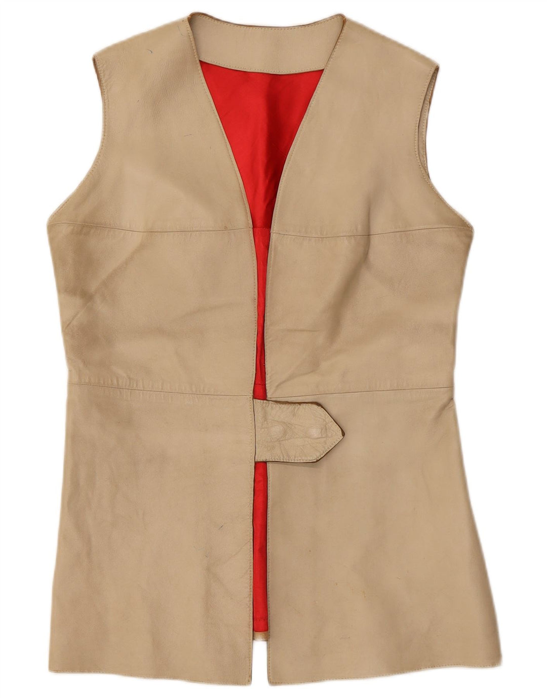 Colete de couro feminino vintage IT 38 XS bege