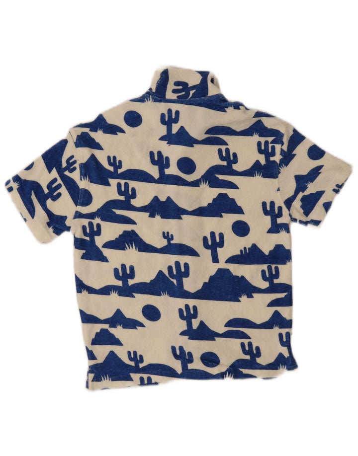 Camisa masculina de manga curta com padrão abstrato John Lewis 7-8 anos algodão branco