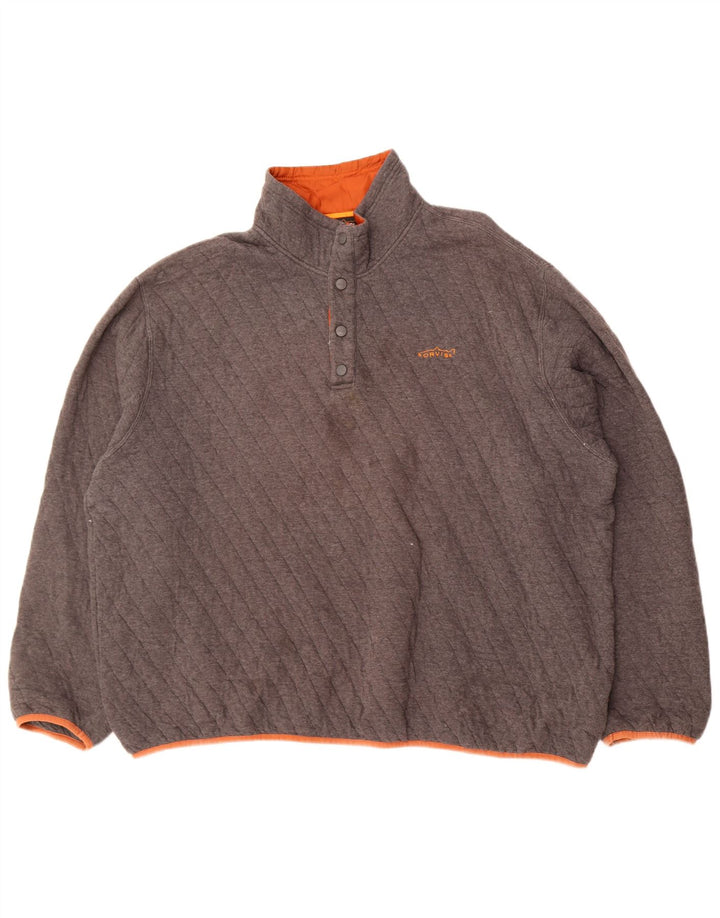 Suéter masculino Orvis com gola e botão 2XL algodão cinza