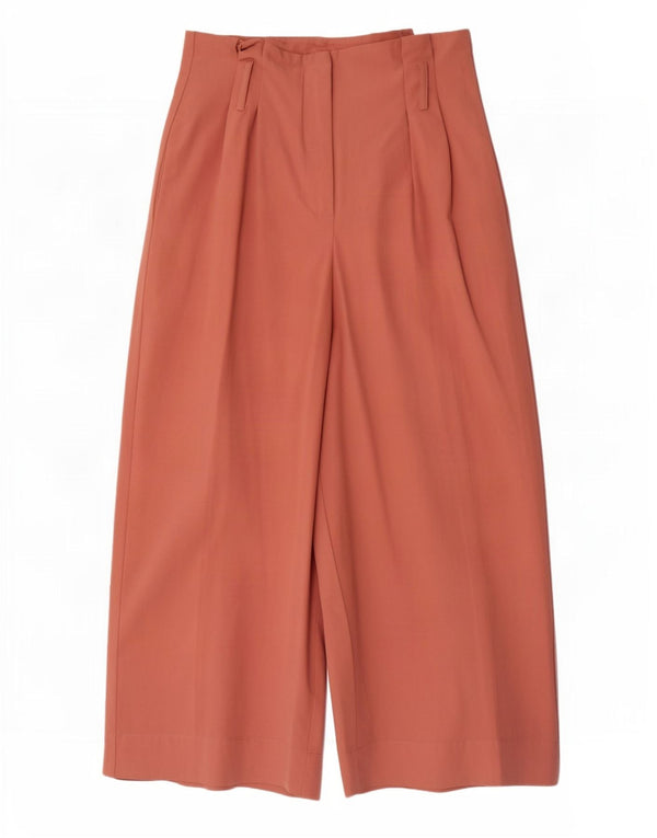 Zara Calça feminina casual cintura alta perna larga XS W24 L23 algodão rosa