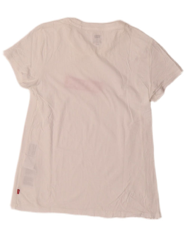Camiseta feminina gráfica Levi's Top UK 10 pequeno algodão branco