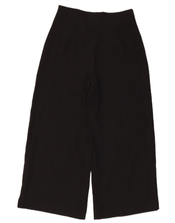 Calça feminina Zara com perna larga cortada média W30 L24 poliéster preto