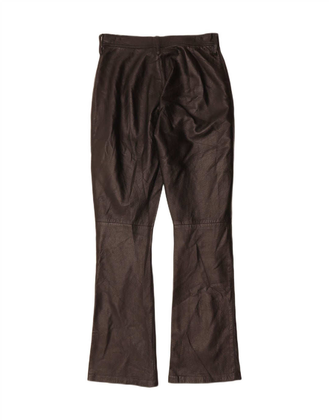 Calça feminina de couro bootcut VINTAGE W26 L31 couro preto