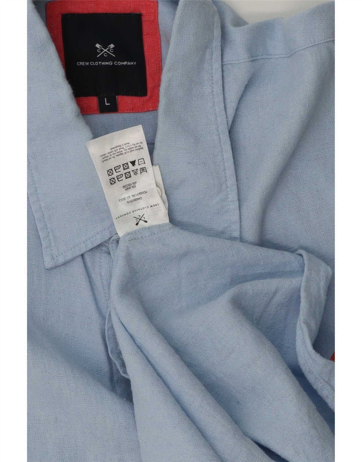 Crew Clothing Camisa masculina grande linho azul