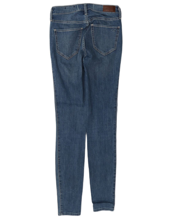 Jeans femininos Hollister de cintura alta super skinny EUA 0 XS W24 L29 algodão azul