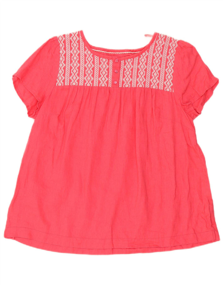 Blusa feminina Marks & Spencer UK 16 grande linho geométrico rosa